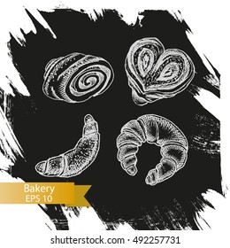 Vector illustration sketch - bakery.
buns, puffs