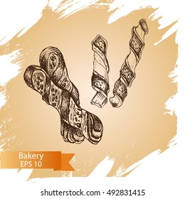 Vector illustration sketch - bakery.
buns, puffs