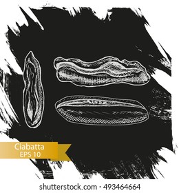 Vector illustration sketch - bakery.
ciabatta, bread, loaf, baguette.