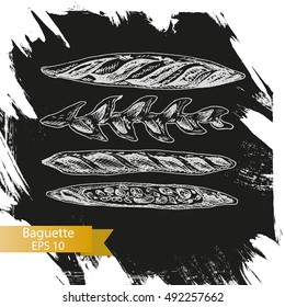 Vector illustration sketch - bakery.
loaf, baguette, bread