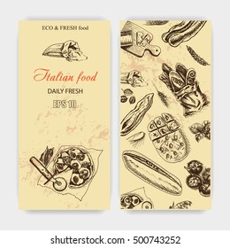Vector illustration sketch
bread, loaf, baguette, focaccia, pizza
italian bakery house with fresh pastry