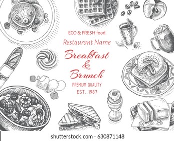 Vector illustration sketch - breakfast
Card Menu brunch. vintage design template, banner.