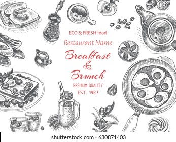 Vector illustration sketch - breakfast
Card Menu brunch. vintage design template, banner.