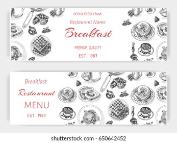 Vector illustration sketch - breakfast
Card Menu brunch. vintage design template, banner.