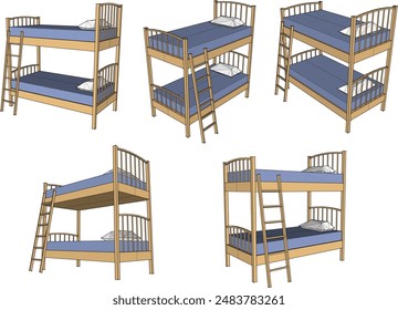 Vector illustration sketch of bunk bed furniture design for children