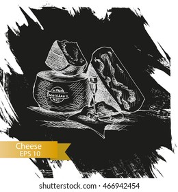 Vector illustration sketch â?? cheese.
cheddar, parmesan.
