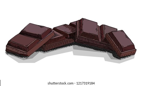 Vector illustration with sketch of chocolate bars.