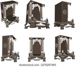 Vector illustration sketch of classic wooden worship altar