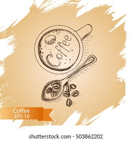 Vector illustration sketch - coffee