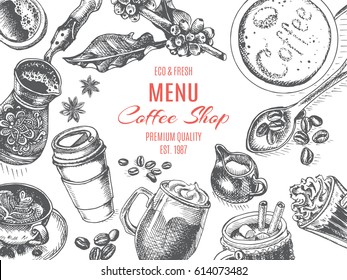 Vector illustration sketch - coffee house
Card Menu cafe. vintage design template, banner.