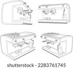 Vector illustration sketch of coffee maker cafe equipment