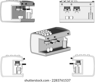 Vector illustration sketch of coffee maker cafe equipment