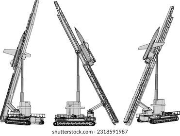 Vector illustration sketch of combat war missile weapon ready to fire for battle