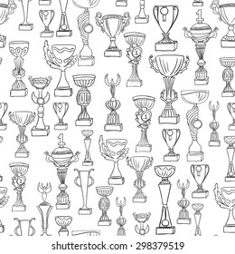 Vector illustration. Sketch. Cup winner