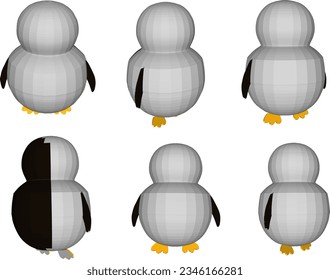 Esbozo de ilustración vectorial del animal pingüino lindo con paja