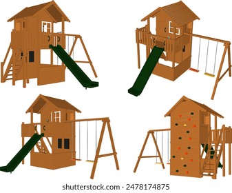 Vector illustration sketch of a detailed design for a children's toy playground in a city park field