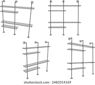 Vector illustration sketch of detailed design of modern minimalist bookcase furniture to decorate shop windows