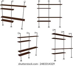 Vector illustration sketch of detailed design of modern minimalist bookcase furniture to decorate shop windows 