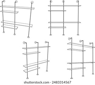 Vector illustration sketch of detailed design of modern minimalist bookcase furniture to decorate shop windows