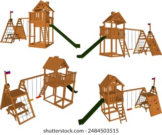 Vector illustration sketch of a detailed design for a children's toy playground in a city park field