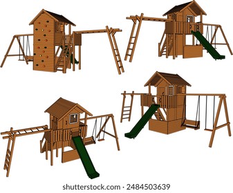 Vector illustration sketch of a detailed design for a children's toy playground in a city park field