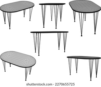Esbozo de ilustración vectorial de la mesa de mosaicos del comedor