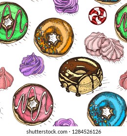 Vector illustration sketch donut. Pattern bagel.