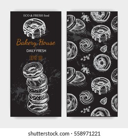 Vector illustration sketch donut
Vintag card menu bagel