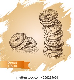Vector illustration sketch doughnut