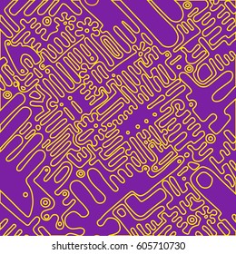 Vector illustration sketch drawing contour pattern maya, aztec.