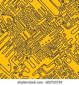 Vector illustration sketch drawing contour pattern maya, aztec.