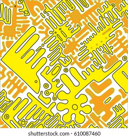 Vector illustration sketch drawing contour pattern maya, aztec.