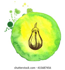 Vector illustration sketch eggplant.