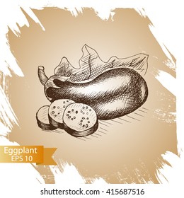 Vector illustration sketch eggplant.