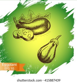 Vector illustration sketch eggplant.