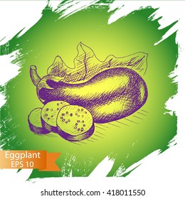 Vector illustration sketch eggplant.