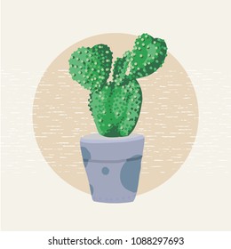 Vector illustration sketch. Element design. Hand drawn Cactus with Flat, cartoon style.