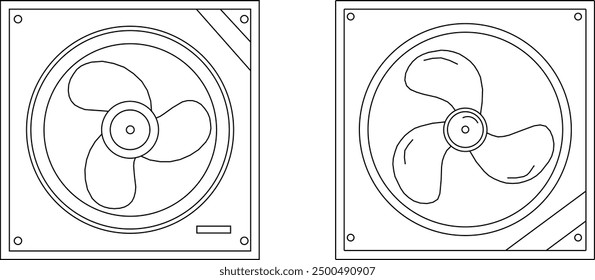 Boceto de Ilustración vectorial de la silueta de diseño de detalle de ventilador de escape para la circulación de aire en la cocina