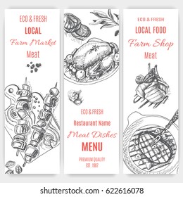 Vector illustration sketch - farm market
Card local meat shop. vintage design template, banner.