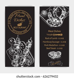 Vector illustration sketch - farm market
Card menu meat dishes. vintage design template, banner.