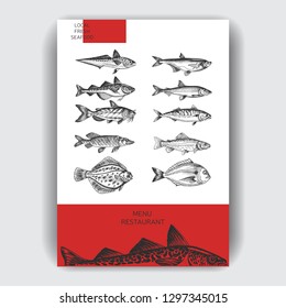 Vector illustration sketch - fish market
Card menu seafood restaurant.