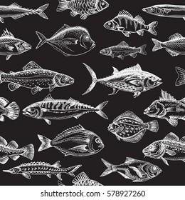 Vector illustration sketch - fish pattern