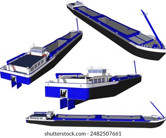 Esbozo de Ilustración vectorial de la prospección de peces Diseño de barcos contenedores dibujo para la industria Grande