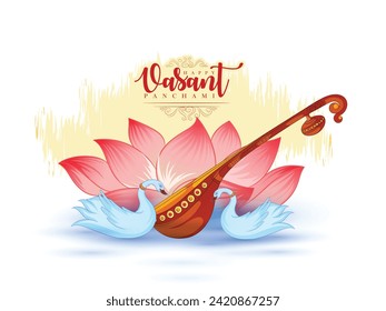 vector illustration sketch of Goddess of Wisdom Saraswati for happy Vasant Panchami.