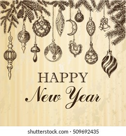 Vector illustration sketch - Great for greeting cards and holiday design.
Christmas hand drawn Decorations
New year