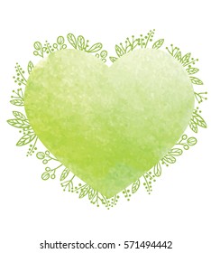 Vector illustration of a sketch green heart frame