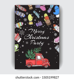 Vector illustration sketch - Greeting cards and holiday design.  Vintage hand drawn Christmas ivite.