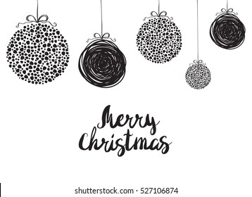 Vector illustration of a sketch greeting Christmas card and decoration