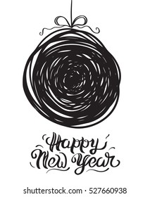 Vector illustration of a sketch greeting New Year's card