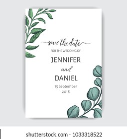 Vector illustration sketch - Hand drawn flowers invitation card.